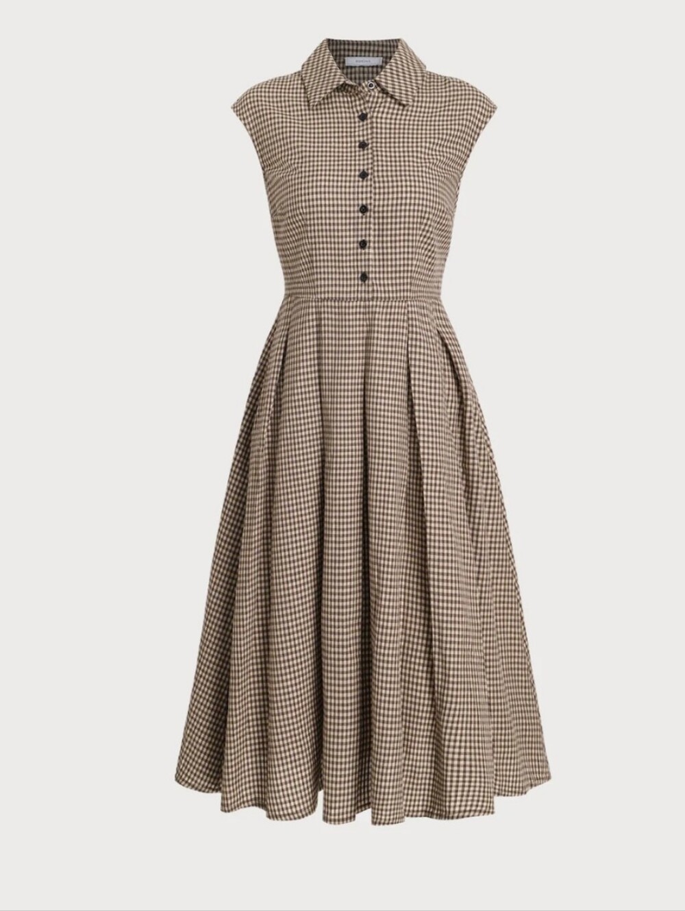 RIHOAS Brown Gingham Sleeveless Shirt Dress - Picture 6 of 7